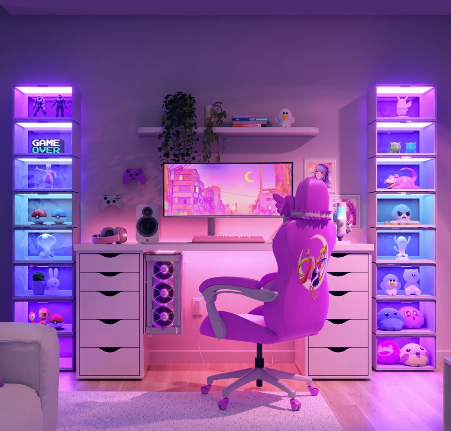 Integrated RGB display lighting in a gaming setup